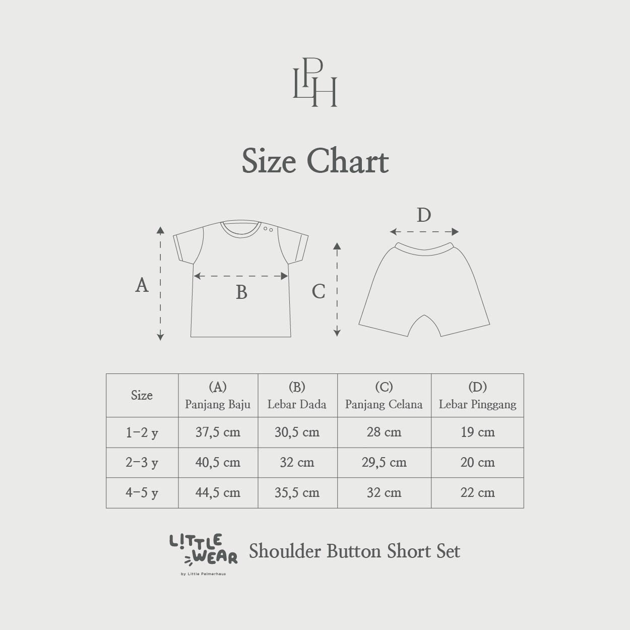 Little Wear Shoulder Button Short Set 36.0