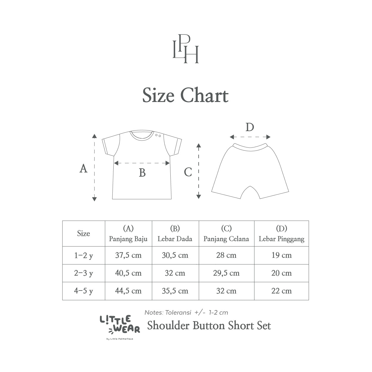 Little Wear Shoulder Button Short Set 38.0