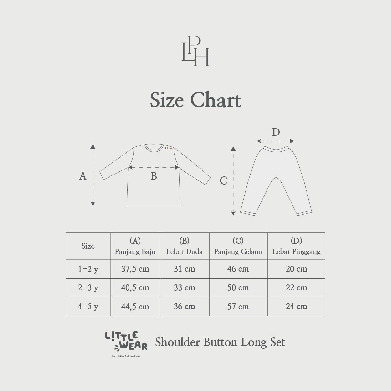 Little Wear 36.0 Shoulder Button Long Set