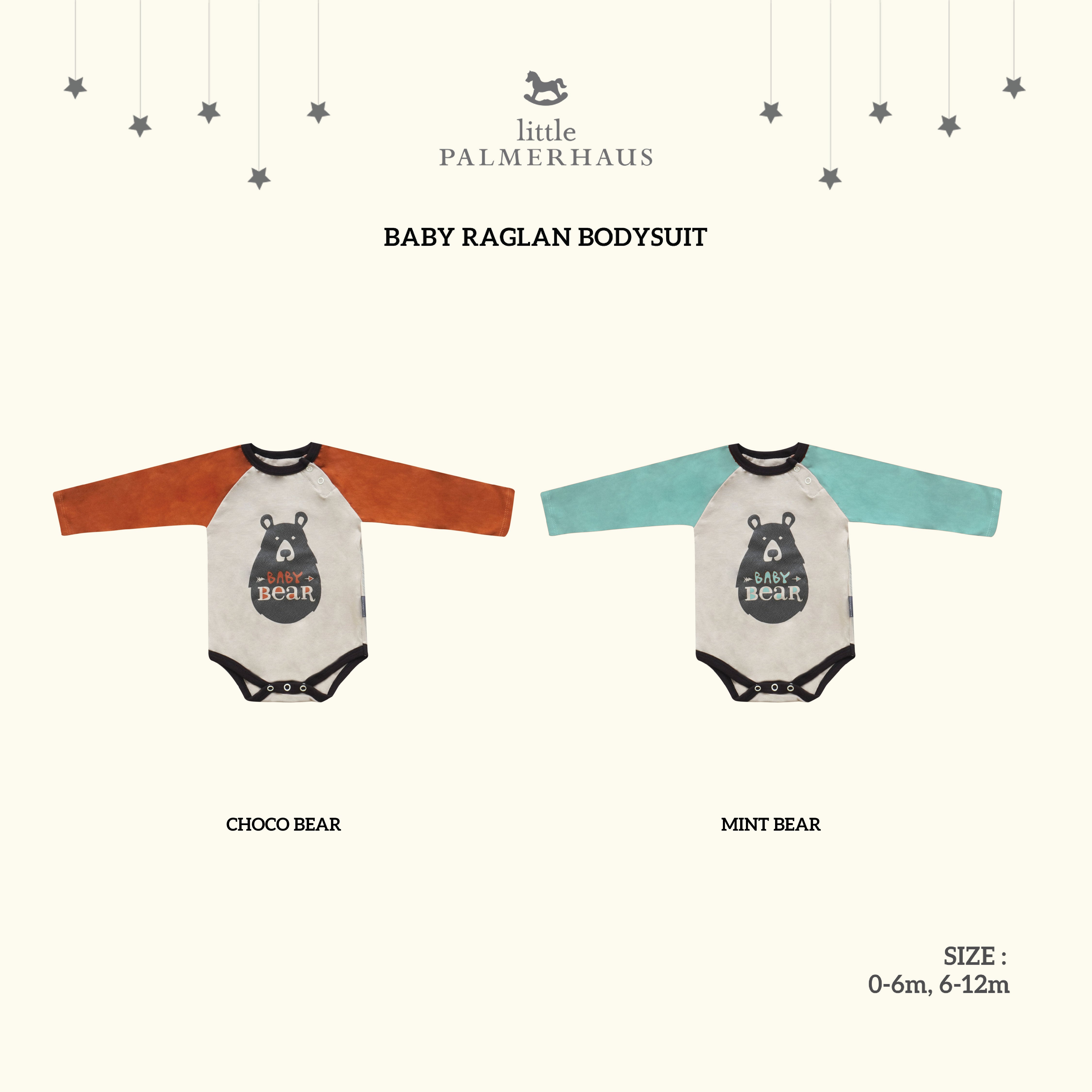 BEAR Raglan BODYSUIT Family Series (Jumper Bayi) 0-12 Bulan