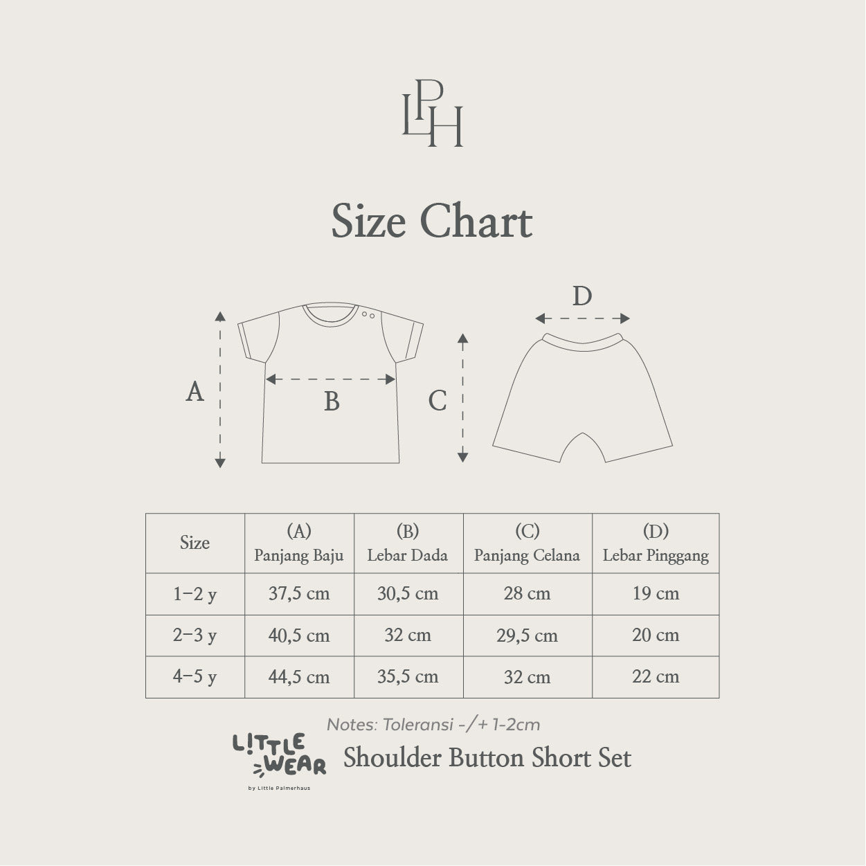 Little Wear Shoulder Button Short Set 42.0